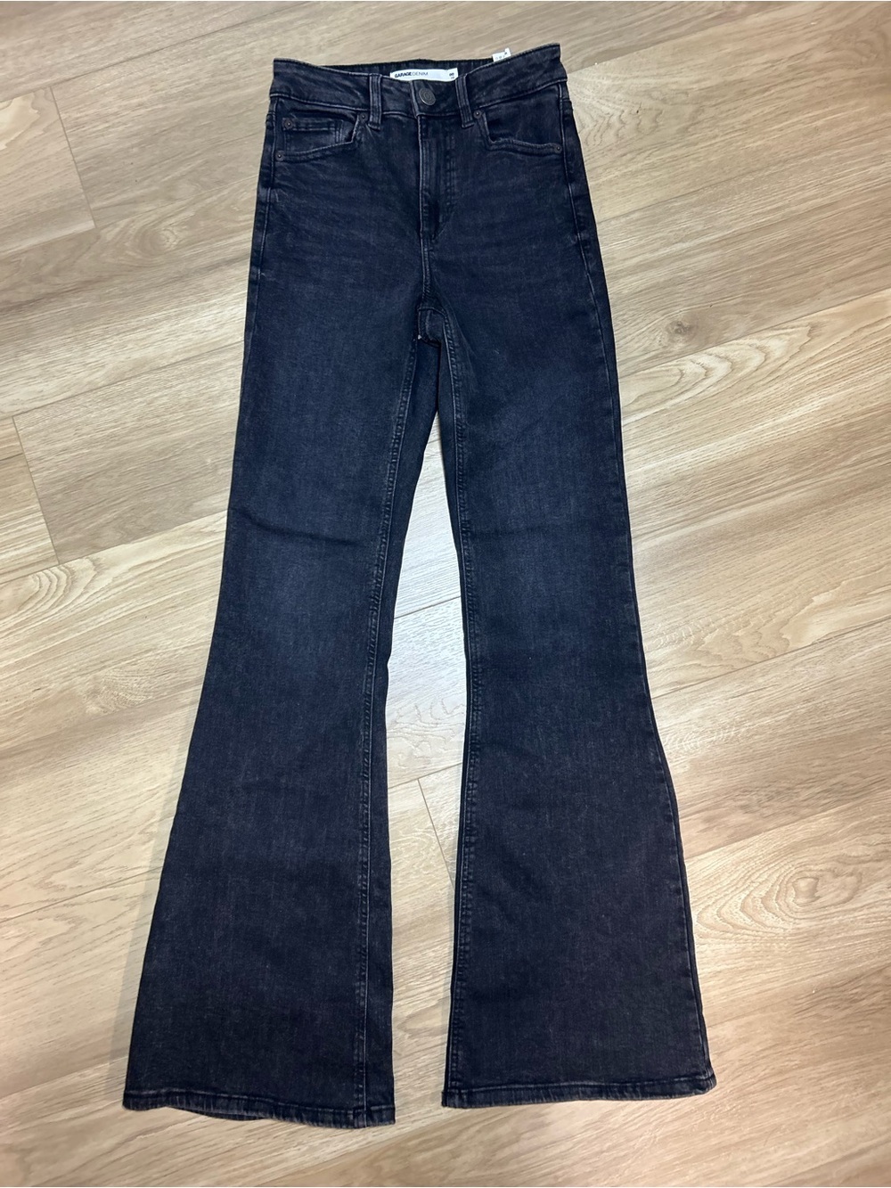 Garage Black Flare Jeans - High Rise Wide Leg